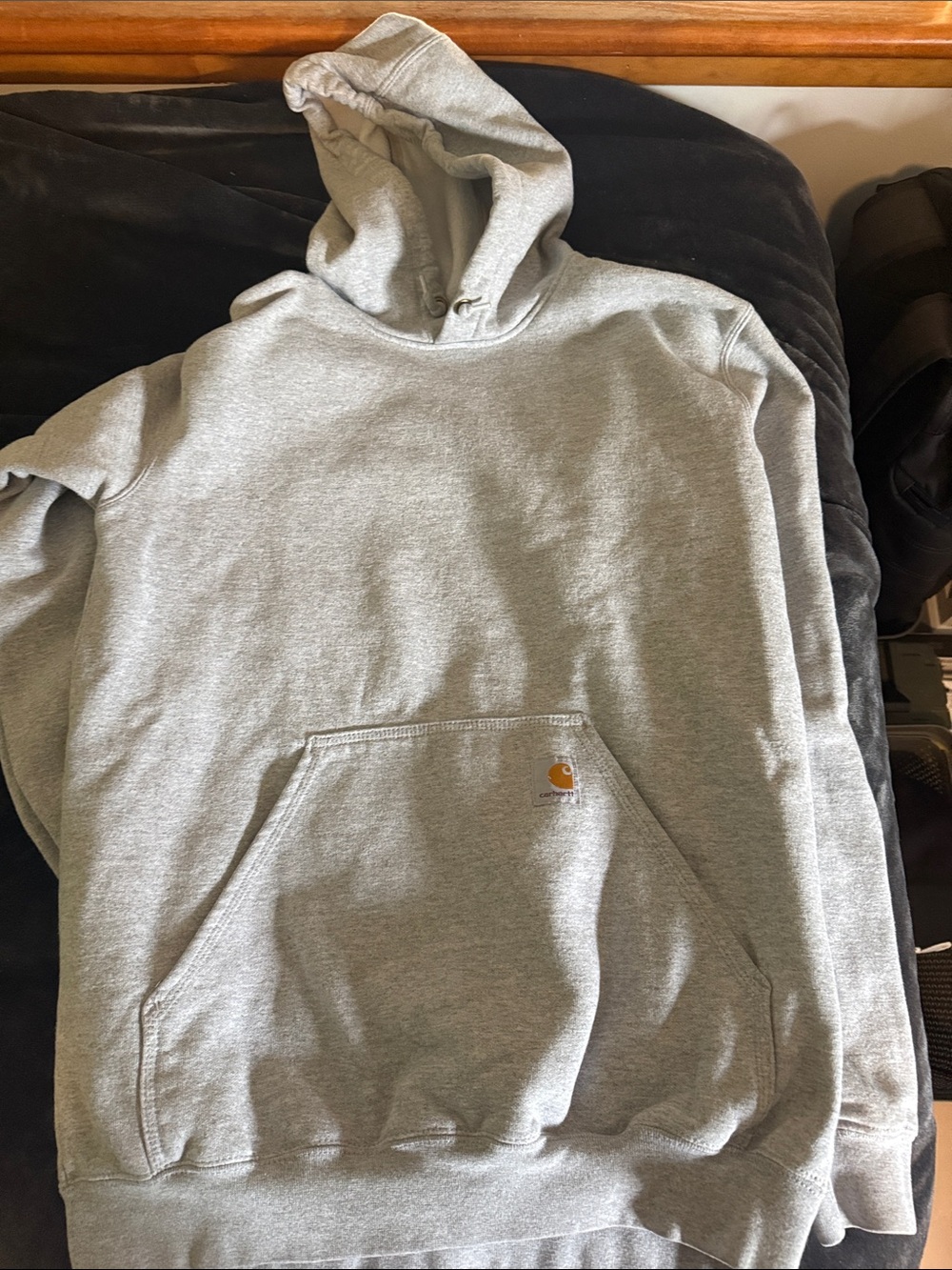 Carhartt Light Gray Pullover Hoodie with Kangaroo Pocket